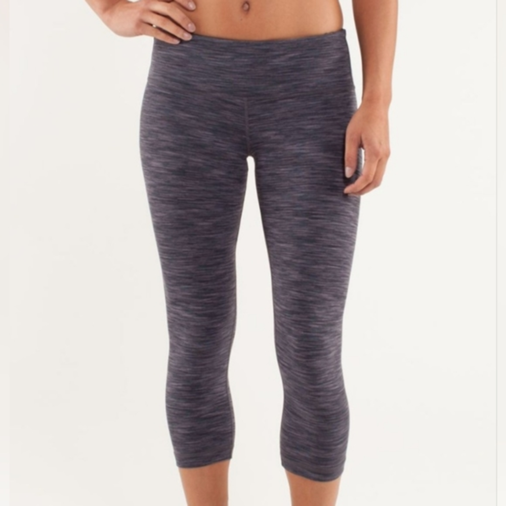 Lululemon Wunder Under‎ Cropped Leggings Space Dye Gray Size 6